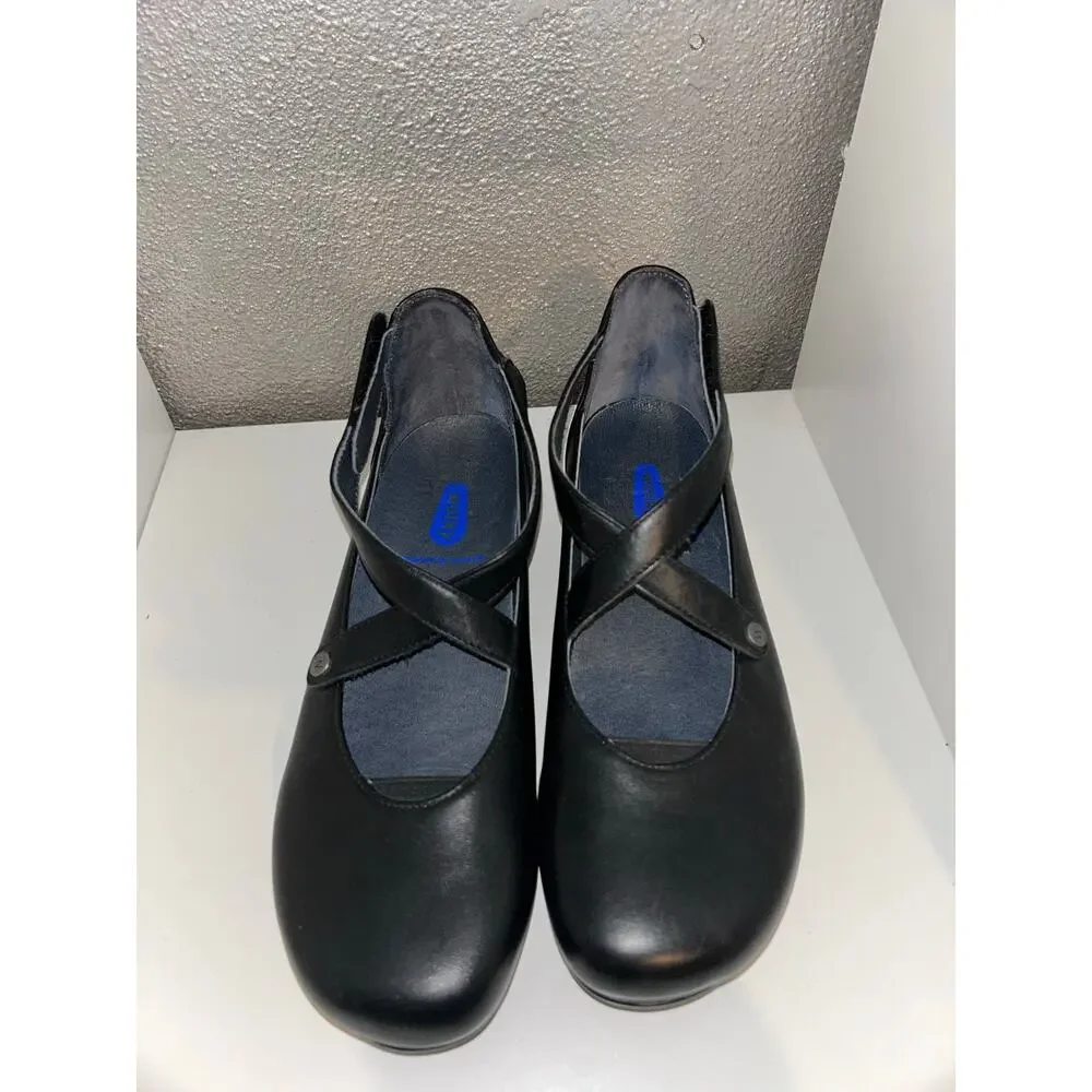 Wolky Ambrosia Mary Jane Shoes Black Leather Comfort Strap EU 38 US 7.5 Comfort